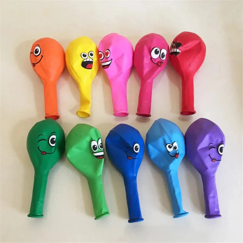1-100Pcs 12inch Cute Funny Big Eyes Smiley face latex balloons Birthday Party decoration Inflatable balloon Baby Shower Globos