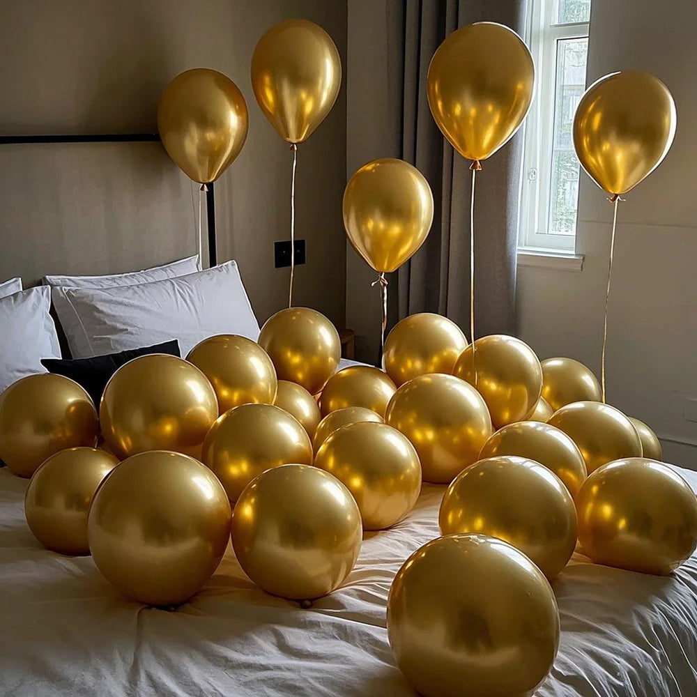50pcs 5/10/12/18 Inch Metal Chrome Balloons Party Decoration Latex Balloon Ultra-High Gloss Birthday Wedding Christmas Decor