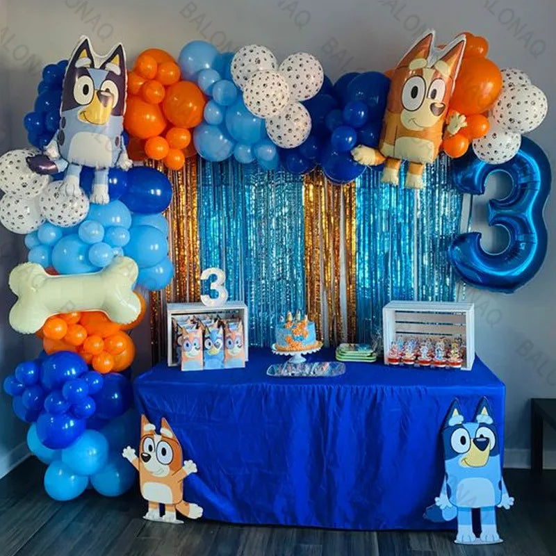 105pcs Bluey Bingo Foil Balloon Set Blueys Family Balloons Girls Boys Cartoon Balloons Baby Shower Birthday Gifts Party Decor