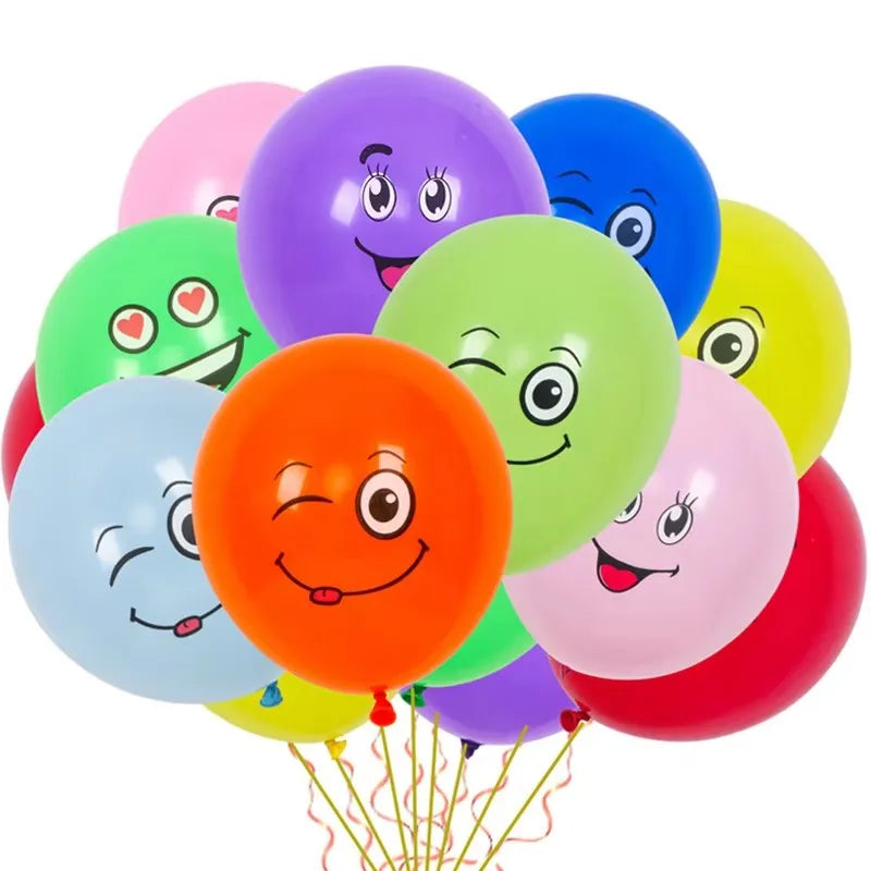 1-100Pcs 12inch Cute Funny Big Eyes Smiley face latex balloons Birthday Party decoration Inflatable balloon Baby Shower Globos